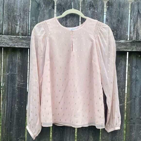Nine West Pink Gold Speck Chiffon Blouse NWT | S - Picture 1 of 5